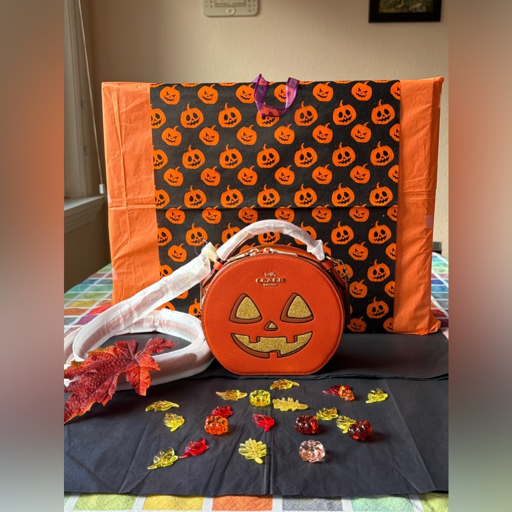 🎃🍁🎃 COACH CANTEEN CROSSBODY BAG WITH HALLOWEEN PUMPKIN PRINT 🎃🍁NWT 🍁